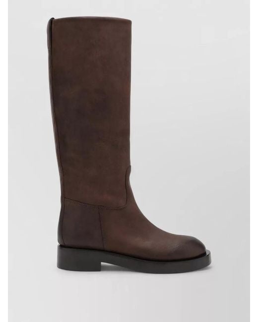 Paris Texas Brown Tall Boots Block Heel Closed Toe Design