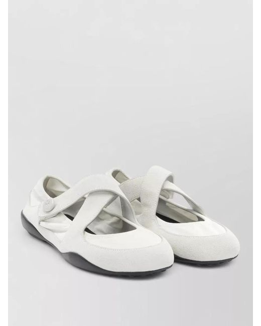 Tory Burch White Suede Ballerina Shoes