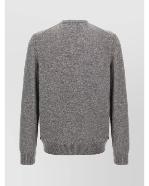 Zanone Gray Crew Neck Wool Sweater With Ribbed Cuffs for men