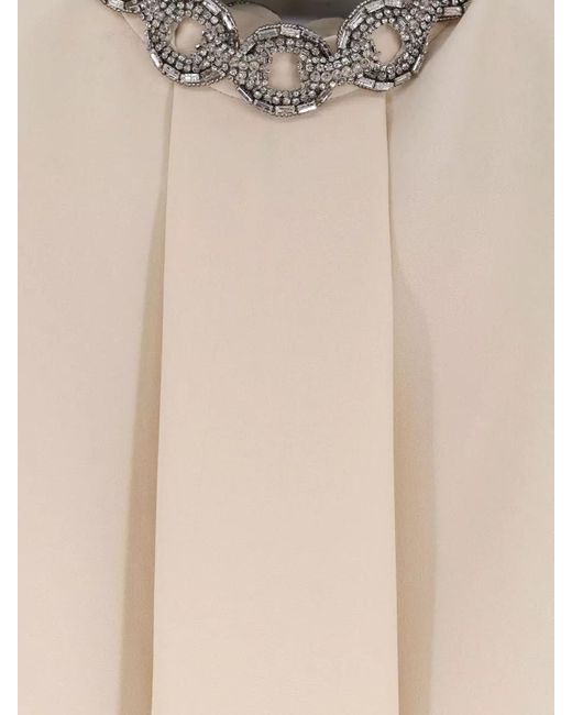 Valentino Natural Couture Mini Dress Choker Neckline Rhinestones