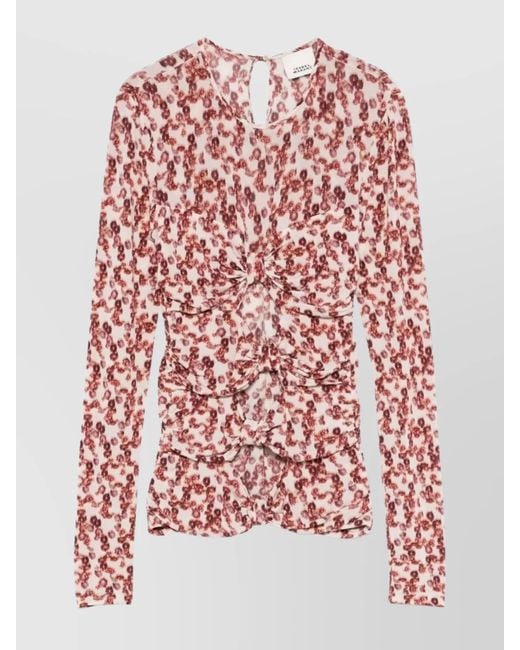 Isabel Marant Red Cutout Bow Long-Sleeve Top
