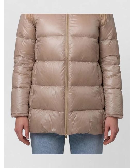 Herno Natural Puffer Jacket Faux Fur Collar Cuffs