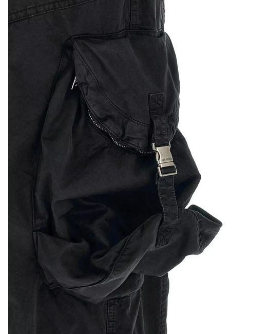The Attico Black Cargo Pants Elasticated Waistband Buckle Detail