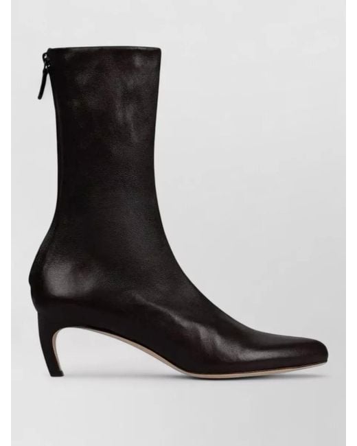 Victoria Beckham Black Leather Mid-Heel Ankle Boots