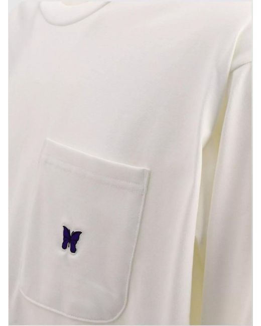 Needles White Polyester Logo T-Shirt for men