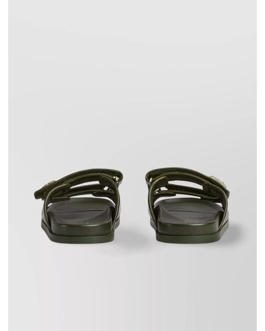 Gucci Green Leather Crystal-Embellished Sandals