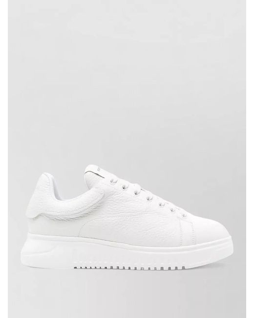 Emporio Armani Natural Leather Low-Top Sneakers for men