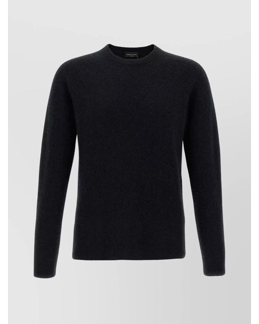 Roberto Collina Blue Ribbed Cashmere Silk Crewneck Sweater for men