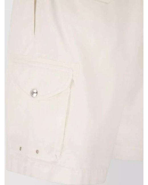 Brunello Cucinelli Natural Cotton Shorts Elastic Waistband Multiple Pockets for men