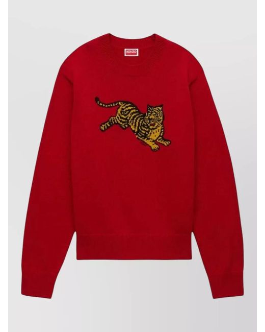 KENZO Red Rws Jumping Tiger Crew Neck Jumper