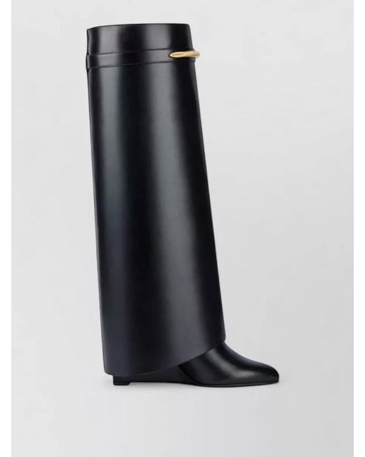 Givenchy Black Heel Boots 95Mm Wedge Knee Length