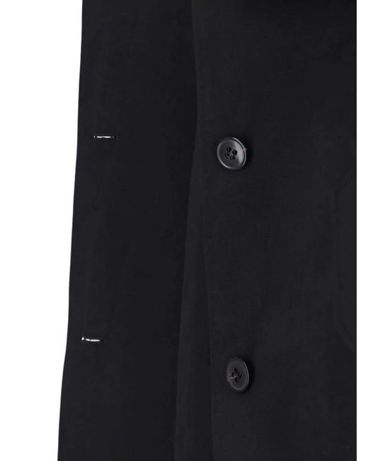 Dondup Black Long Coat Belted Waist Contrast Collar
