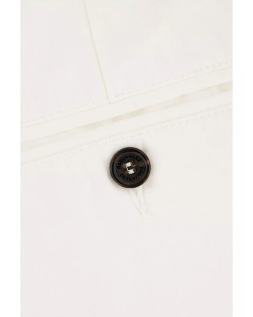 DSquared² White Cotton Straight-Leg Trousers for men