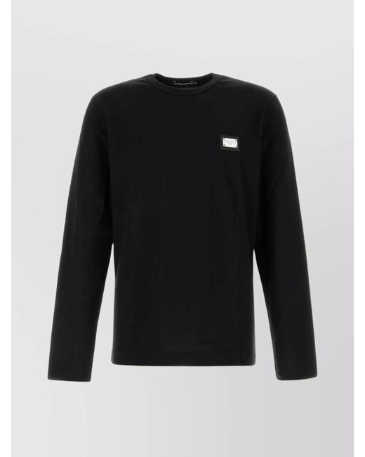 Dolce & Gabbana Black Crew Neck Long Sleeves Cotton T-Shirt for men