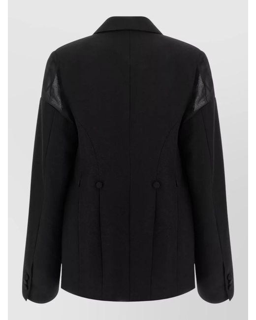 ARMARIUM Black Sveva Blazer Notched Lapels Button Accents Sheer