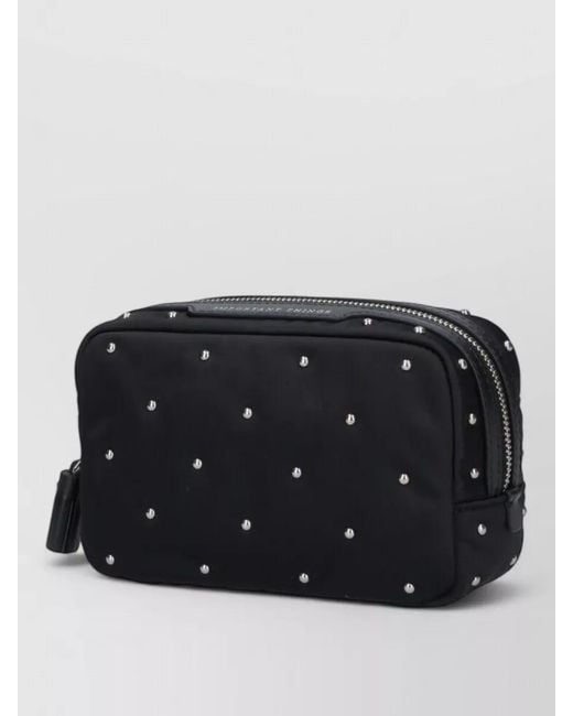 Anya Hindmarch Black Quilted Clutch Bag Studded Tassel Detail