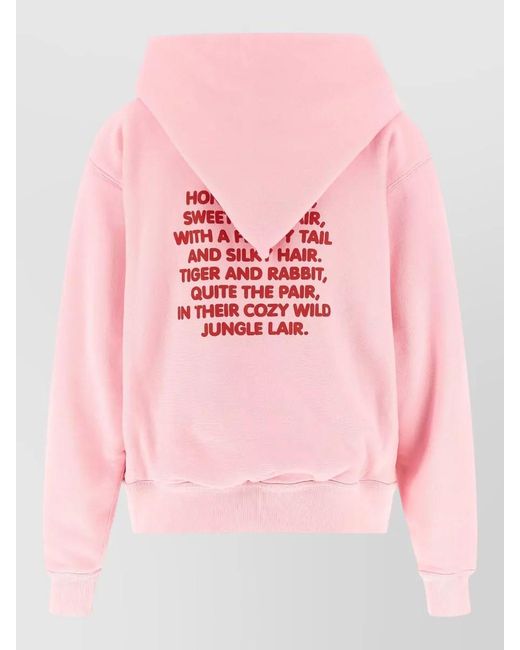 KENZO Pink Cartoon Logo Hoodie Hood Kangaroo Pockets