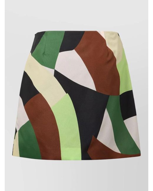 Plan C Green Gocaa Cotton Mini Skirt Pleated Buttons