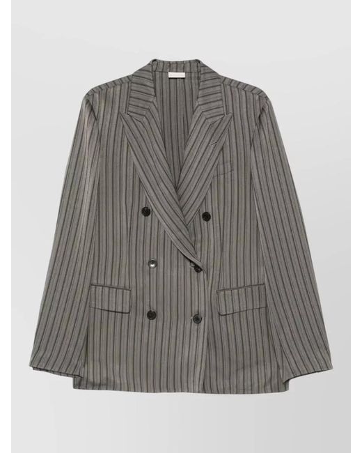 Dries Van Noten Gray Balto Striped Double Breasted Blazer Jacket for men