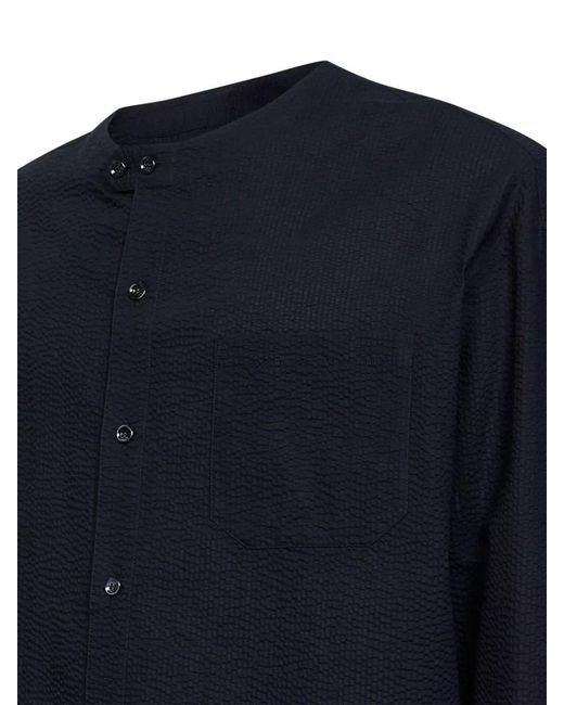 Giorgio Armani Blue Silk Nylon Shirt Chest Pocket Cuffed Sleeves for men