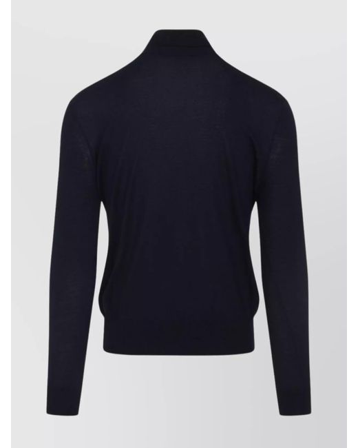 Saint Laurent Blue Cashmere Silk Wool Fine-Knit Turtleneck Sweater for men
