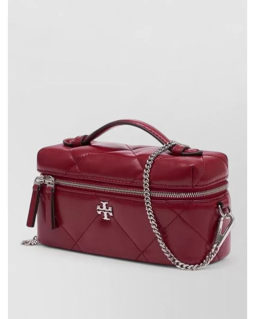 Tory Burch Red Kira Small Leather Quilted Cross-Body Bag