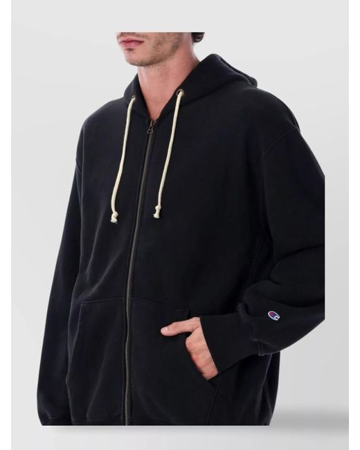 Champion Blue Cotton-Blend Oversized Zip-Up Hoodie for men