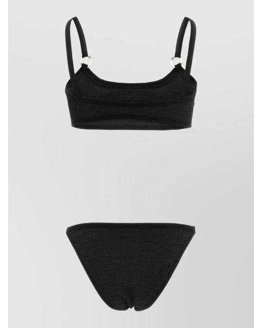 Hunza G Black Iris Bikini Set Adjustable Straps Ring