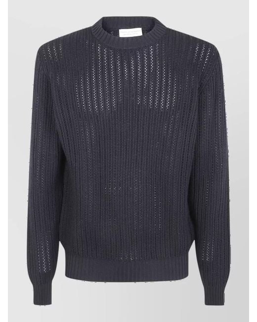 Filippo De Laurentis Blue Virgin Wool Crew Neck Jumper for men