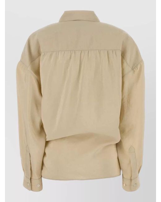 Lemaire Natural Silk Blend Shirt Asymmetric Long Sleeves for men