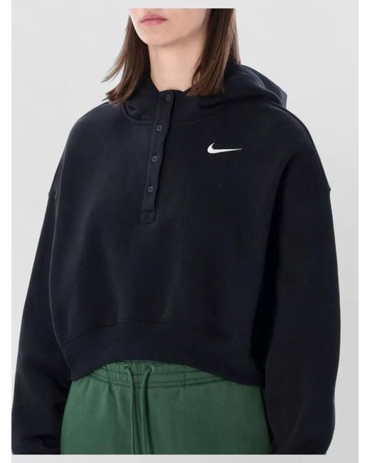 Nike Blue Cropped Fleece Hoodie Oversized Fit