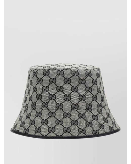 Gucci Gray Logo Canvas Bucket Hat