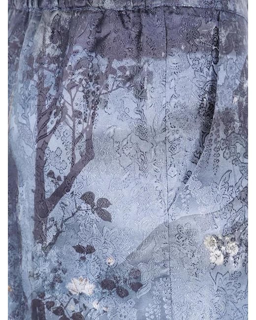 Pierre Louis Mascia Blue Jp Trousers Floral Pattern Wide Leg