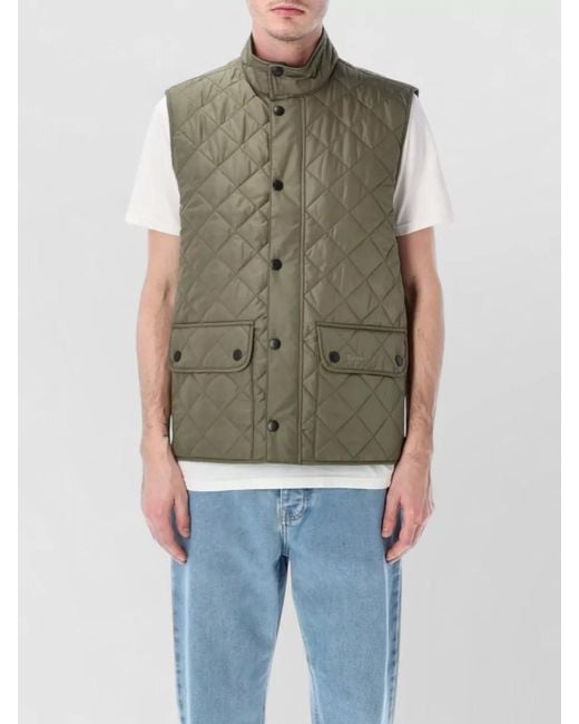 Barbour Green Lowerdale High Collar Quilted Vest Sleeveless for men