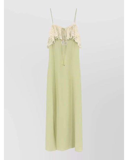 Chloé White Silk Night Dress Lace Inserts