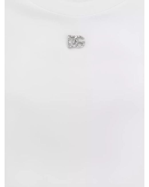 Dolce & Gabbana White Cotton Short-Sleeve Logo T-Shirt