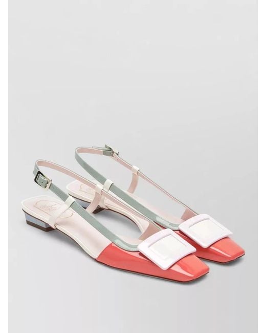 Roger Vivier Pink Color Block Pointed Toe Slingback Ballerinas