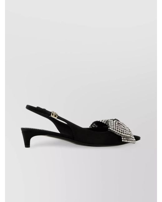Dolce & Gabbana Multicolor Satin Rhinestone-Embellished Slingback Pumps