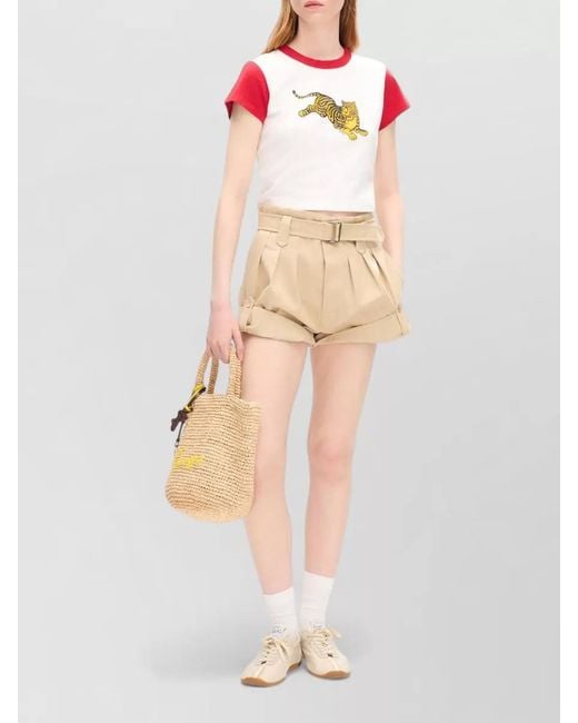 KENZO Pink Tiger Cropped Top Contrast Sleeves