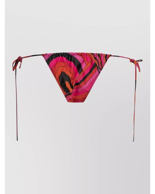 Emilio Pucci Red Marmo Bikini Briefs Adjustable Low Rise Striped
