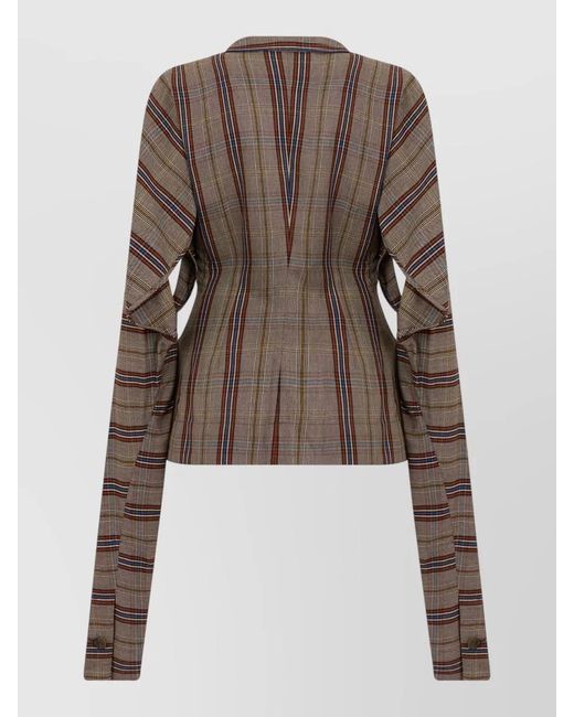 Vivienne Westwood Brown Tailored Blazer Plaid Pattern Notched Lapel
