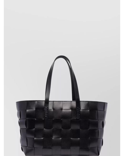Dragon Diffusion Black Woven Rectangular Tote Bag With Dual Handles