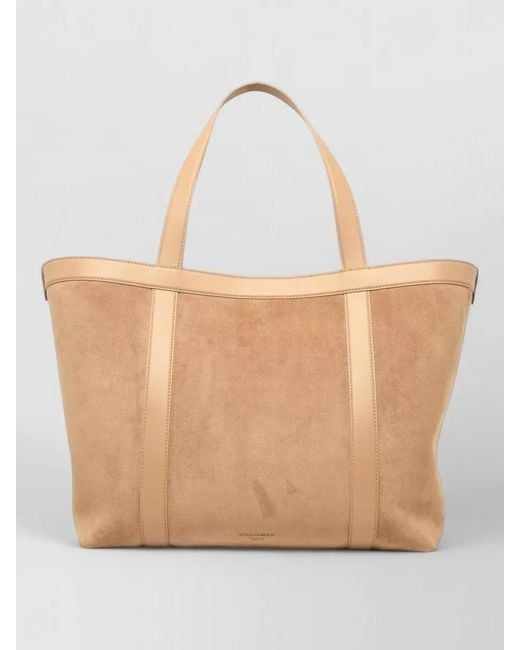 Dolce & Gabbana Natural Small Shopping Leather Tote Bag