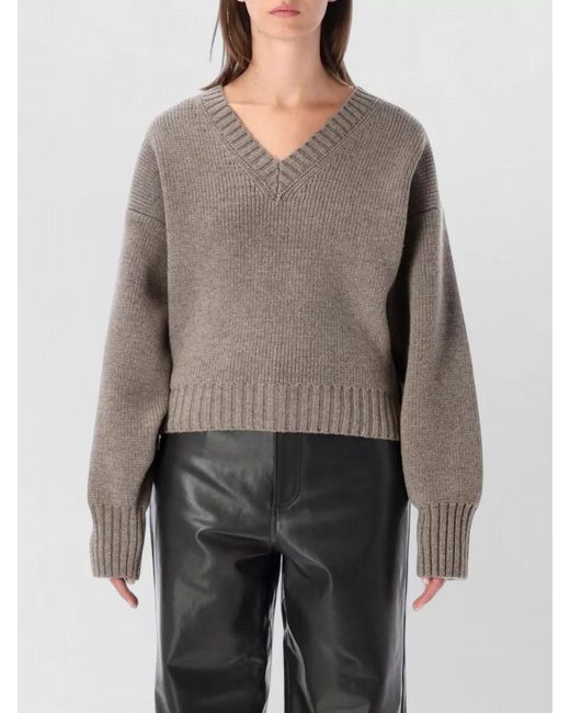 Rohe Gray Wool V-Neck Sweatshirt