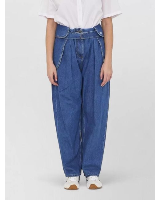 Loewe Blue Denim High-Rise Wide-Leg Cargo Trousers