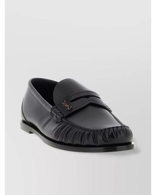 Saint Laurent Black Calf Leather Laurent Loafers for men