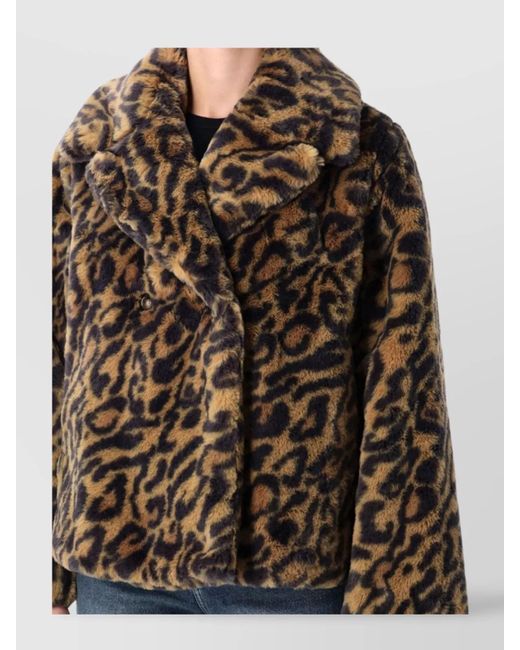 A.P.C. Black Leopard Print Faux Fur Boxy Coat