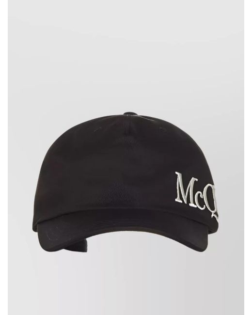 McQueen Black Cotton Logo-Embroidered Baseball Cap for men