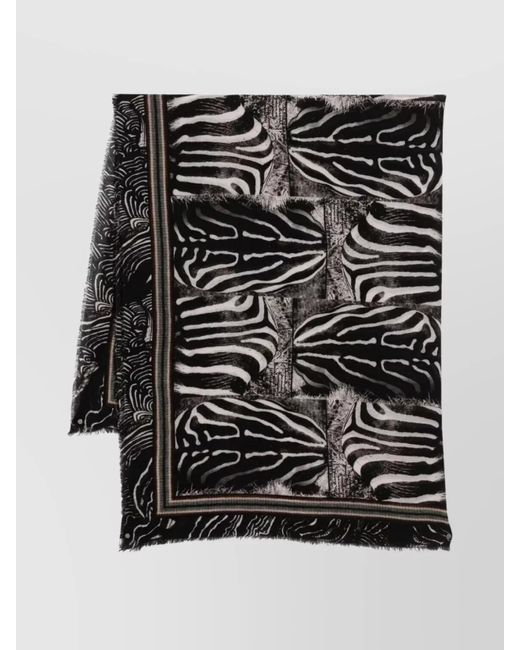 Faliero Sarti Black Zebra Pattern Stole Collaboration Peter Beard Studio