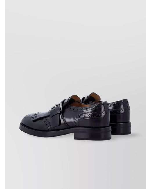 Church's Blue Leather Fringe Monk Strap Loafers